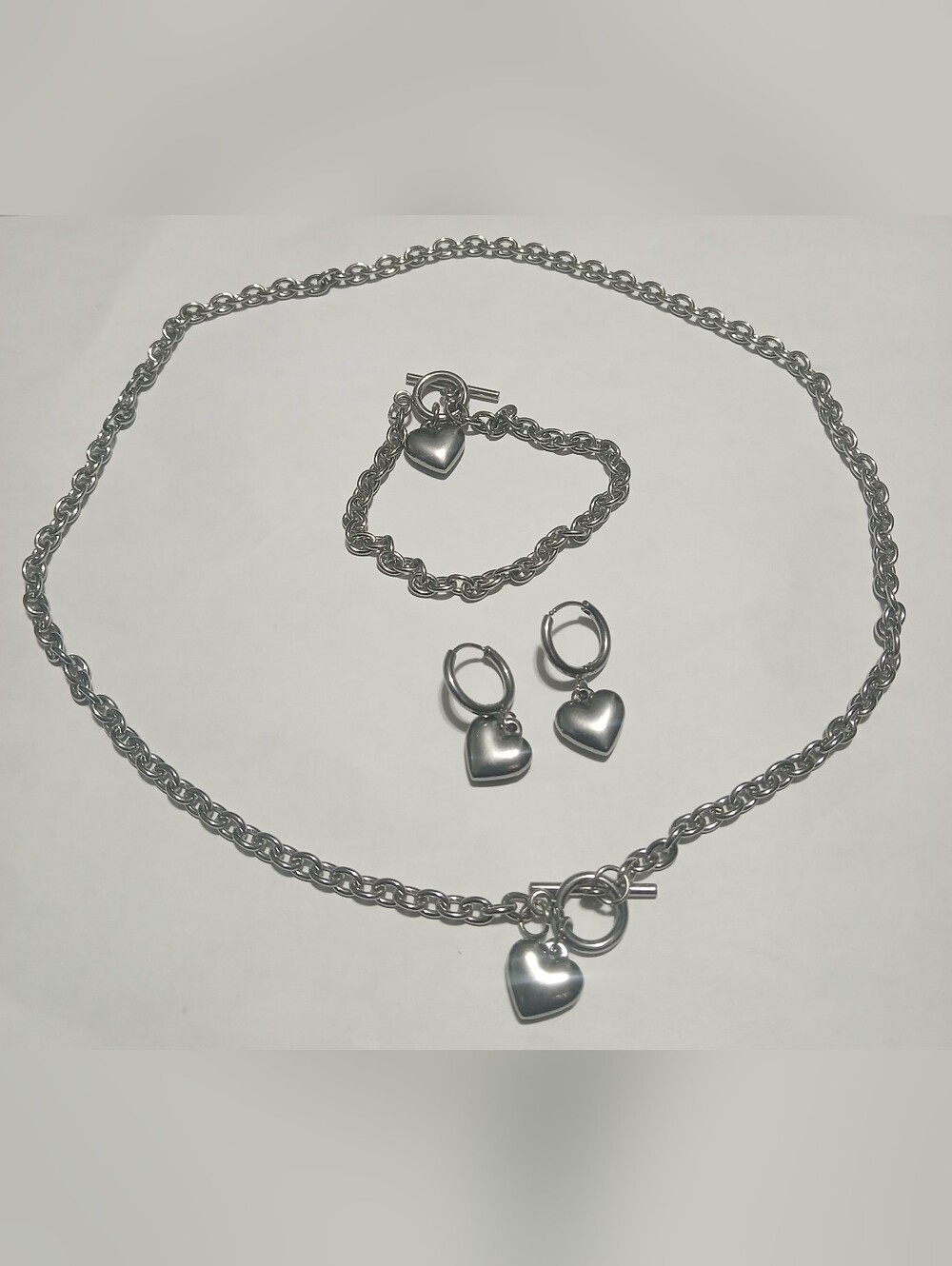 Heart Necklace, Bracelet & Earring Set